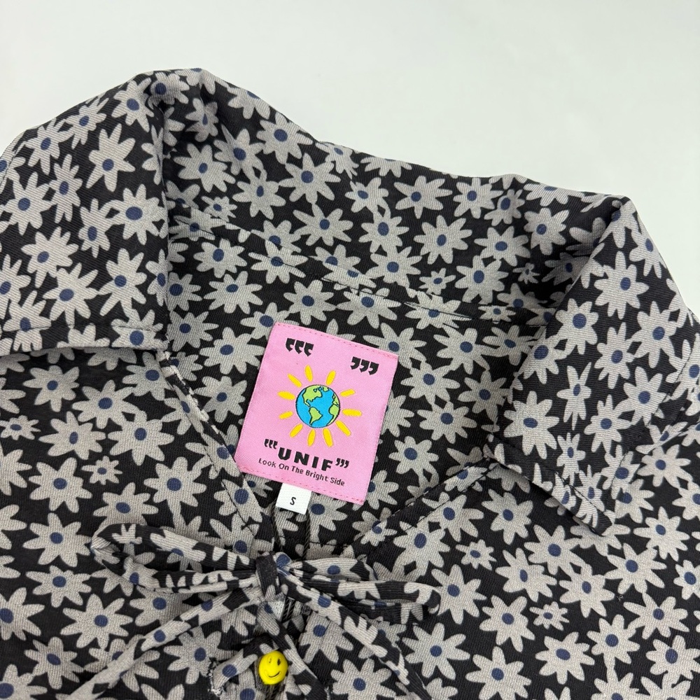 UNIF Corin Ditsy Floral Mini Dress Black Grey - Picture 10 of 14